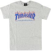 Thrasher Skate Mag Patriot Flame Logo Short Sleeve Tee - Grey - Short Sleeve T-Shirt