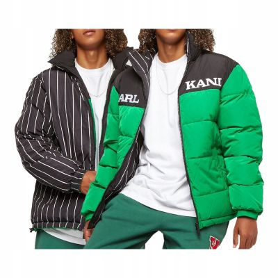 Karl Kani Retro Block Reversible Puffer Jacket Green/Black/White - Green - Jacket