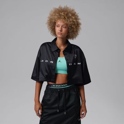 Jordan Flight Women's Woven Top Black - Black - Short Sleeve T-Shirt Jordan Flight Women's Woven Top Black - Black - Short Sleeve T-Shirt