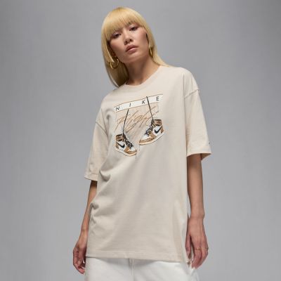 Jordan Flight Wmns Oversized Tee Light Orewood Brown - Brown - Short Sleeve T-Shirt