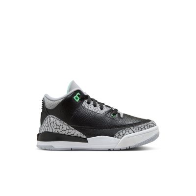 Air Jordan 3 Retro "Green Glow" (PS) - Black - Sneakers