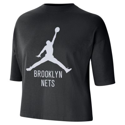 Jordan NBA Brooklyn Nets Essential Boxy Wmns Tee - Black - Short Sleeve T-Shirt