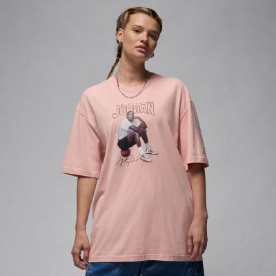 Jordan Wmns Oversized Graphic Tee Pink Glaze - Pink - Short Sleeve T-Shirt