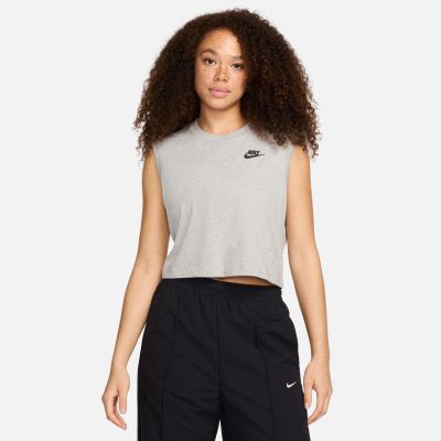 Nike Sportswear Club Wmns Sleeveless Cropped Top Heather Grey - Grey - Short Sleeve T-Shirt Nike Sportswear Club Wmns Sleeveless Cropped Top Heather Grey - Grey - Short Sleeve T-Shirt