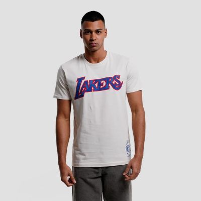 Mitchell & Ness NBA LA Lakers Americana Tee - White - Short Sleeve T-Shirt