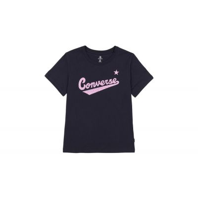Converse Script Logo Leopard Infill Classic Tee - Black - Short Sleeve T-Shirt