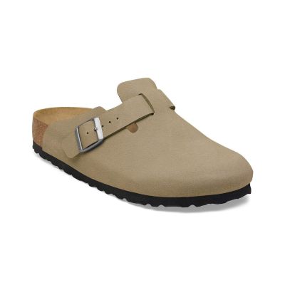 Birkenstock Boston TEX Birko-Flor Narrow Fit Faded Khaki - Brown - Sandals Birkenstock Boston TEX Birko-Flor Narrow Fit Faded Khaki - Brown - Sandals