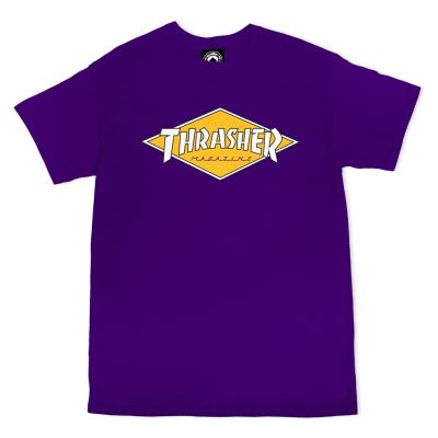 Thrasher Diamond Logo T-Shirt S/S Violet - Purple - Short Sleeve T-Shirt