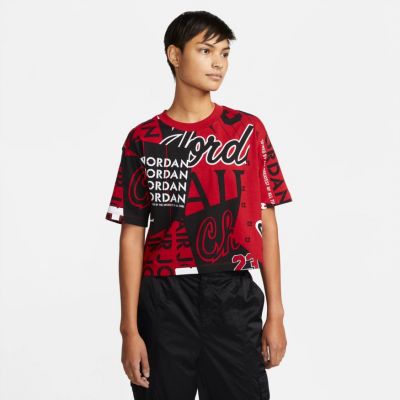 Jordan Heritage All-over Printed Wmns Tee - Red - Short Sleeve T-Shirt