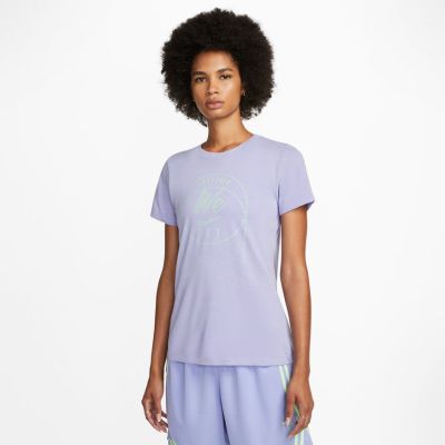 Nike Dri-FIT Swoosh Fly Wmns Tee Light Thistle - Purple - Short Sleeve T-Shirt