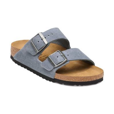 Birkenstock Arizona Suede Leather Regular Fit Stone Blue - Blue - Sandals Birkenstock Arizona Suede Leather Regular Fit Stone Blue - Blue - Sandals