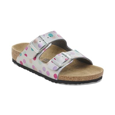 Birkenstock Arizona Kids BF Elec. Metal. Silver Dots Narrow Fit - Grey - Sandals Birkenstock Arizona Kids BF Elec. Metal. Silver Dots Narrow Fit - Grey - Sandals