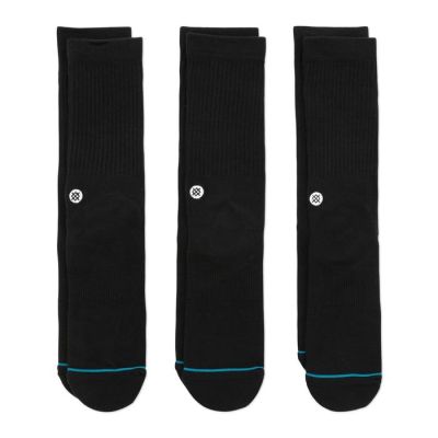 Stance Icon 3 Pack Black Socks - Black - Socks