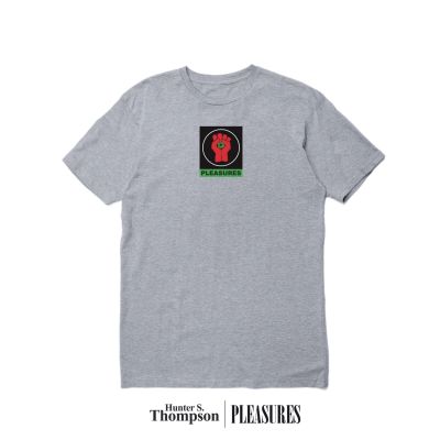 Pleasures Badge Tee Heather Grey - Grey - Short Sleeve T-Shirt