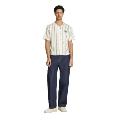 Karl Kani Cursive Varsity Pinstripe Cropped Baseball Jersey - White - Jersey Karl Kani Cursive Varsity Pinstripe Cropped Baseball Jersey - White - Jersey