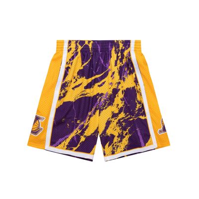 Mitchell & Ness NBA Los Angeles Lakers Team Marble Swingman Shorts - Purple - Shorts