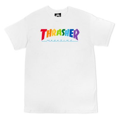 Thrasher Rainbow Mag T-Shirt White - White - Short Sleeve T-Shirt
