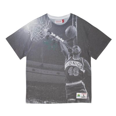 Mitchell & Ness Shawn Kemp Above The Rim Sublimated S/S Tee - Grey - Short Sleeve T-Shirt