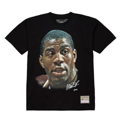 Mitchell & Ness NBA Real Magic Johnson Big Face Tee - Black - Short Sleeve T-Shirt
