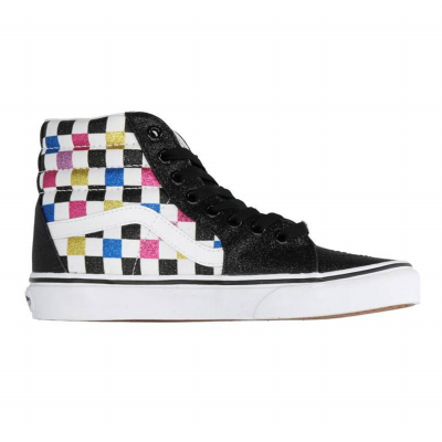 Vans Sk8-Hi "Glitter Checkerboard" - White - Sneakers