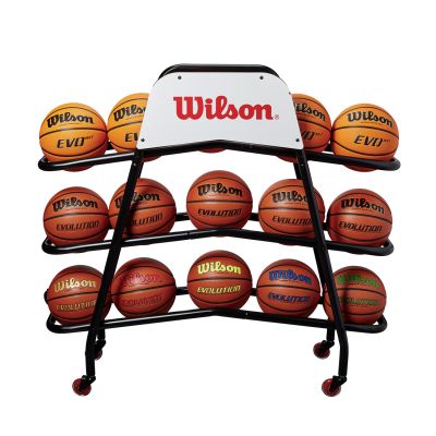 Wilson Deluxe Basketball Cart 15 Balls - Black - Accessories Wilson Deluxe Basketball Cart 15 Balls - Black - Accessories